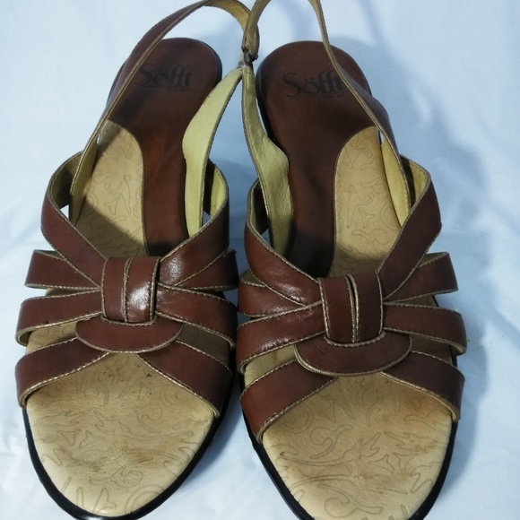 Sofft 1927 Brown Leather Strappy Sandal Heel - Picture 4 of 7
